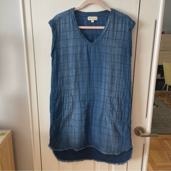Anthropologie Cloth and Stone frayed chambray denim tunic in Sz small - Picture 15 of 15